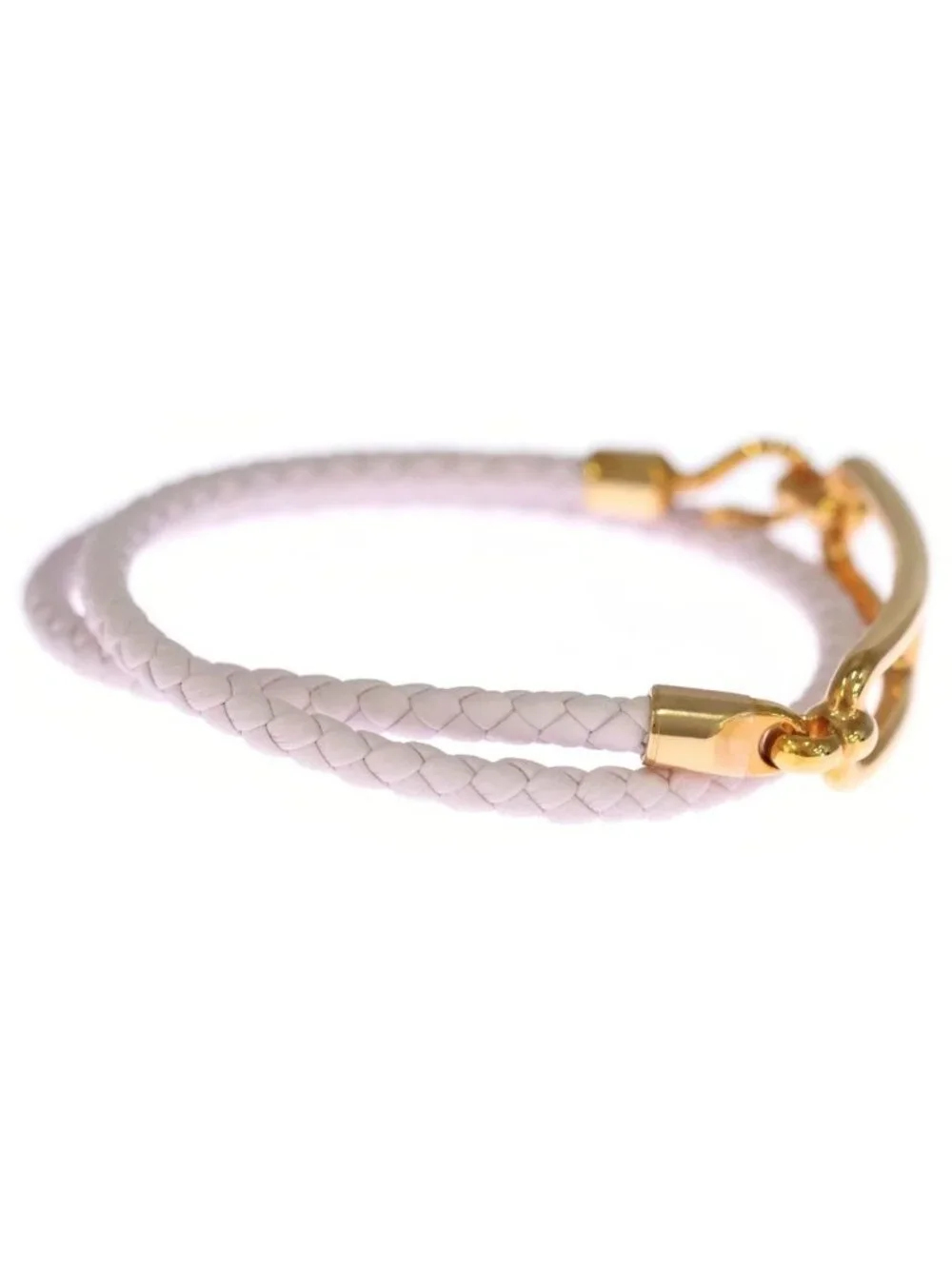 Hermes Roulis Double Tour Leather Bracelet Rose Sakura Gold Plated Pink